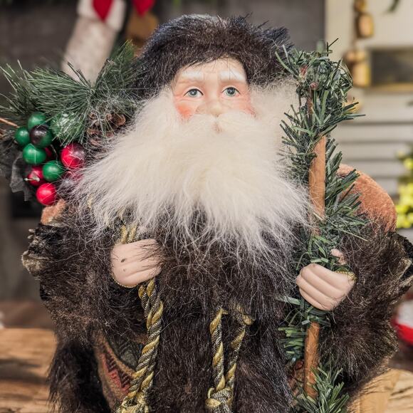 Rustic Old World Woodland Mountain Man Santa Tabletop Christmas Decor , 16”H - Picture 6 of 12